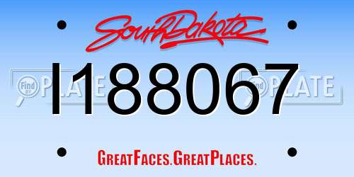 I188067 South Dakota License Plate