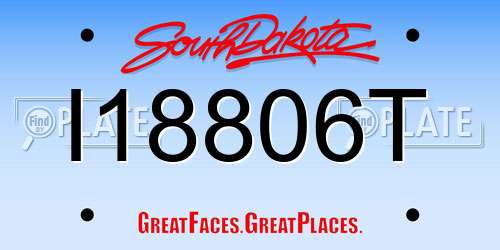 I18806T South Dakota License Plate