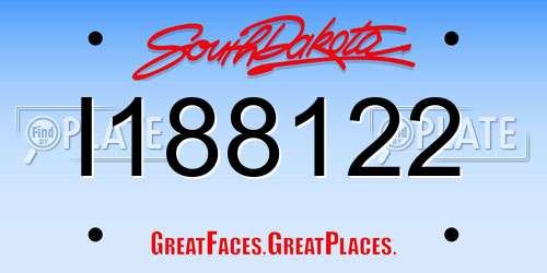 I188122 South Dakota License Plate