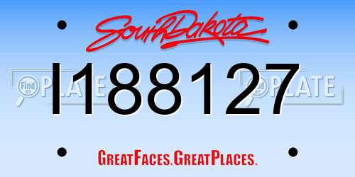 I188127 South Dakota License Plate