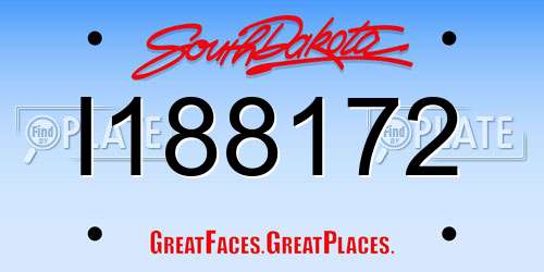 I188172 South Dakota License Plate