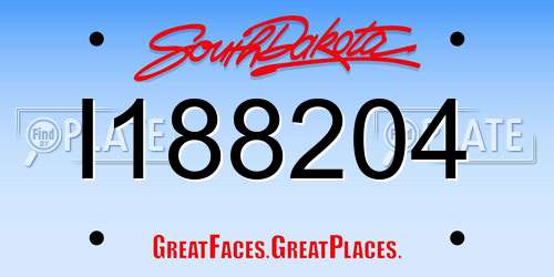 I188204 South Dakota License Plate