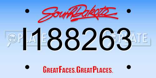 I188263 South Dakota License Plate