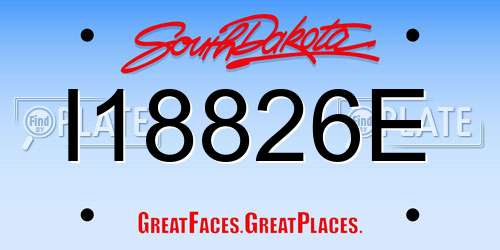 I18826E South Dakota License Plate