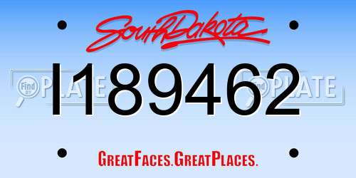 I189462 South Dakota License Plate