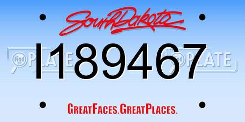 I189467 South Dakota License Plate