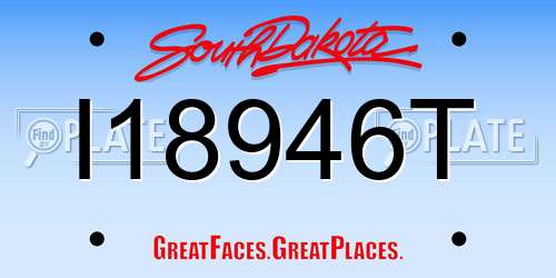 I18946T South Dakota License Plate