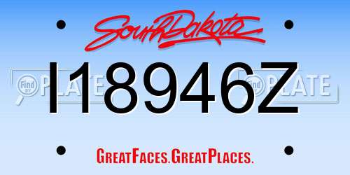 I18946Z South Dakota License Plate