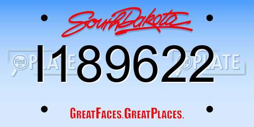 I189622 South Dakota License Plate