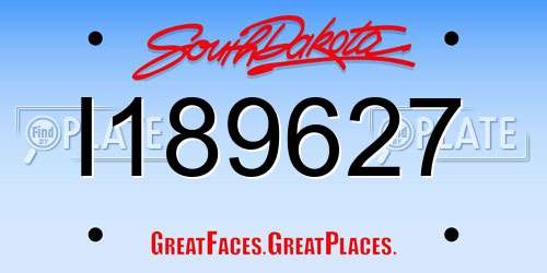 I189627 South Dakota License Plate