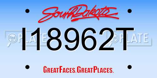 I18962T South Dakota License Plate