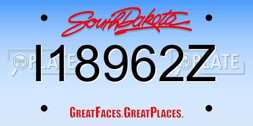 I18962Z South Dakota License Plate