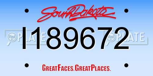 I189672 South Dakota License Plate