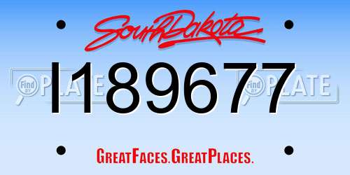 I189677 South Dakota License Plate