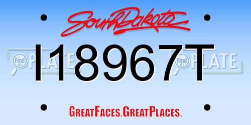 I18967T South Dakota License Plate