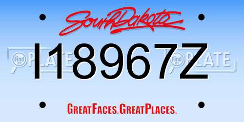 I18967Z South Dakota License Plate