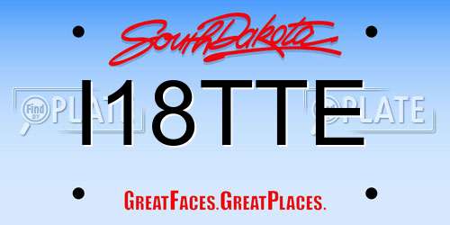 I18TTE South Dakota License Plate