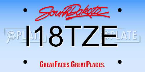 I18TZE South Dakota License Plate