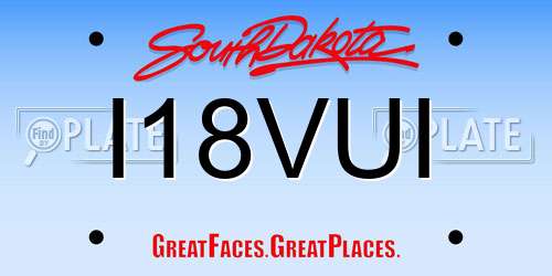 I18VUI South Dakota License Plate