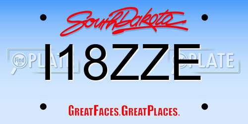 I18ZZE South Dakota License Plate