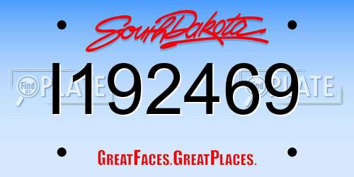 I192469 South Dakota License Plate