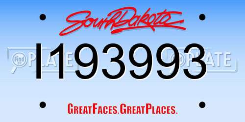 I193993 South Dakota License Plate