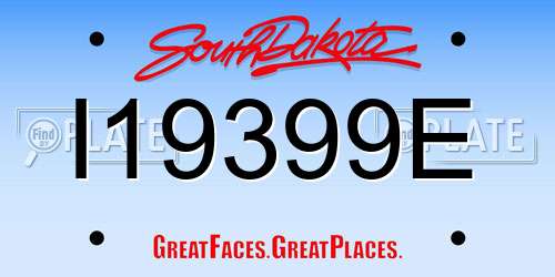 I19399E South Dakota License Plate