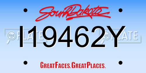 I19462Y South Dakota License Plate