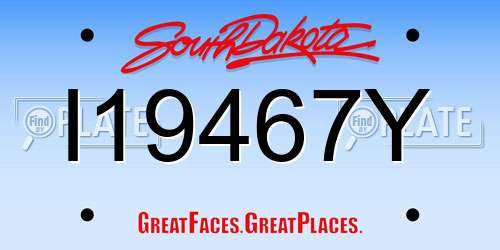 I19467Y South Dakota License Plate