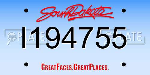 I194755 South Dakota License Plate