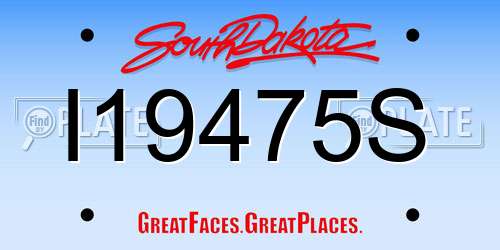 I19475S South Dakota License Plate