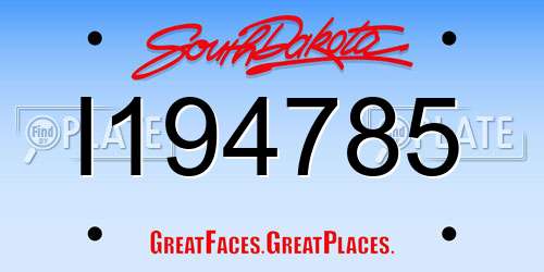 I194785 South Dakota License Plate