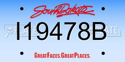 I19478B South Dakota License Plate
