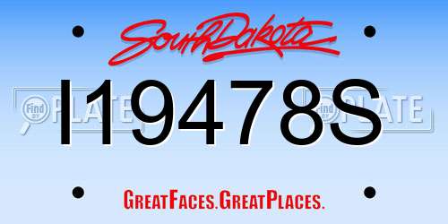 I19478S South Dakota License Plate