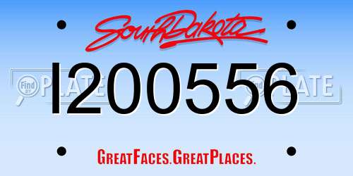 I200556 South Dakota License Plate