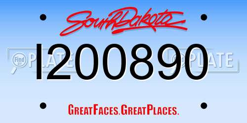 I200890 South Dakota License Plate