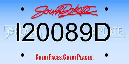 I20089D South Dakota License Plate