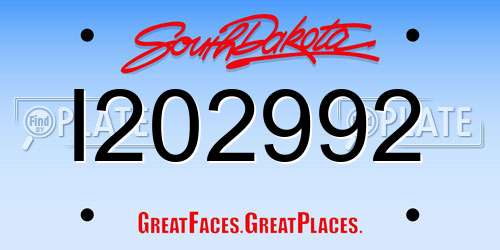 I202992 South Dakota License Plate