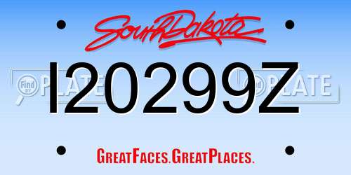 I20299Z South Dakota License Plate