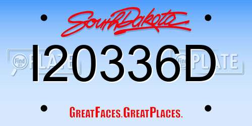 I20336D South Dakota License Plate