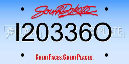 I20336O South Dakota License Plate