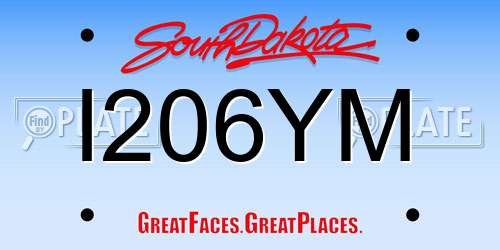 I206YM South Dakota License Plate