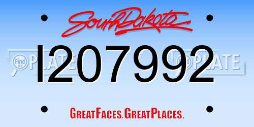 I207992 South Dakota License Plate