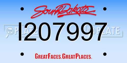 I207997 South Dakota License Plate