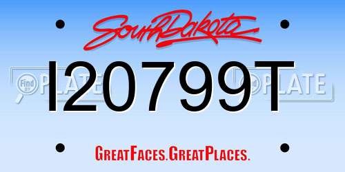 I20799T South Dakota License Plate