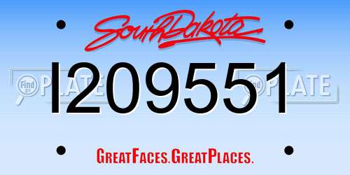 I209551 South Dakota License Plate