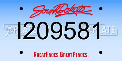 I209581 South Dakota License Plate