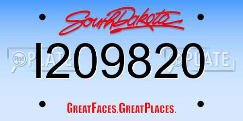 I209820 South Dakota License Plate