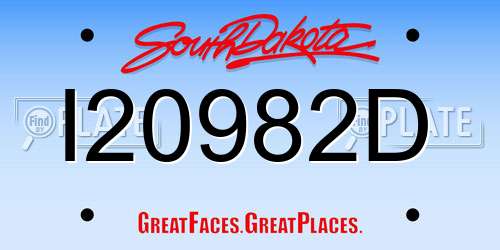 I20982D South Dakota License Plate
