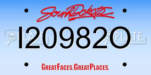 I20982O South Dakota License Plate
